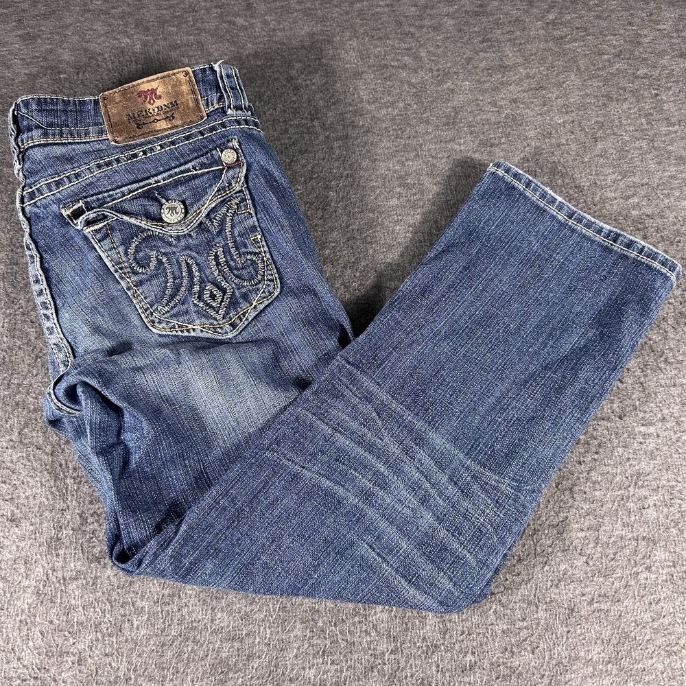 Mek Denim New Mazatlan Capri Jeans Womens‎ 28 Flap Pockets Embroidered  Low Rise